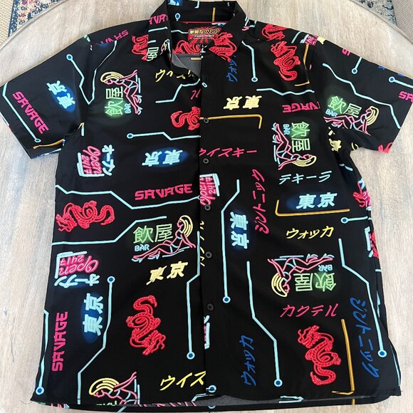 Drill Clothing Other - Fresh Prints By Drill Clothing Button-Up Men's Size L Neon Print Shirt